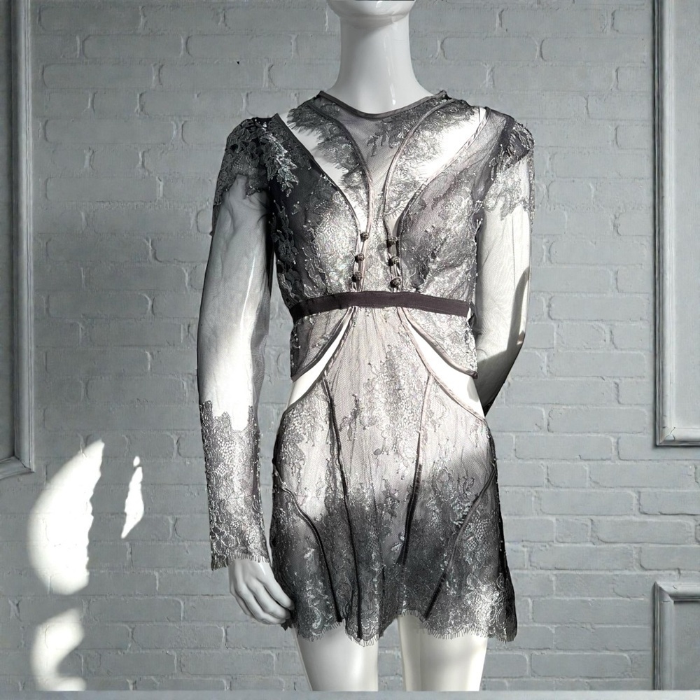 Rare Victoriaās Secret Designer Collection Metallic Lace Slip Dress L